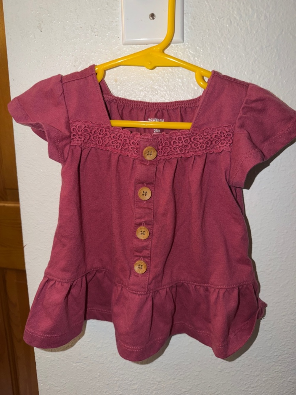 OshKosh B'gosh Short-Sleeve Peplum Top in Dusty Rose